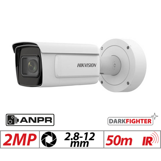 2mp Hikvision ANPR Capture Darkfighter Vandal Resistant Bullet Camera with Motorized Varifocal Lens 2.8-12mm White IDS-2CD7A26G0-P-IZHSY