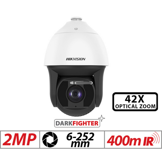 2mp Hikvision Darkfighter 8 inch Network PTZ Camera with Motorized Varifocal Zoom 6-252mm White DS-2DF8242IX-AELW-T3