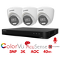 5mp 4ch Hikvision ColorVu Cctv Kit 3x 24hr Colour AOC DVR Camera Kit - Built in Microphones