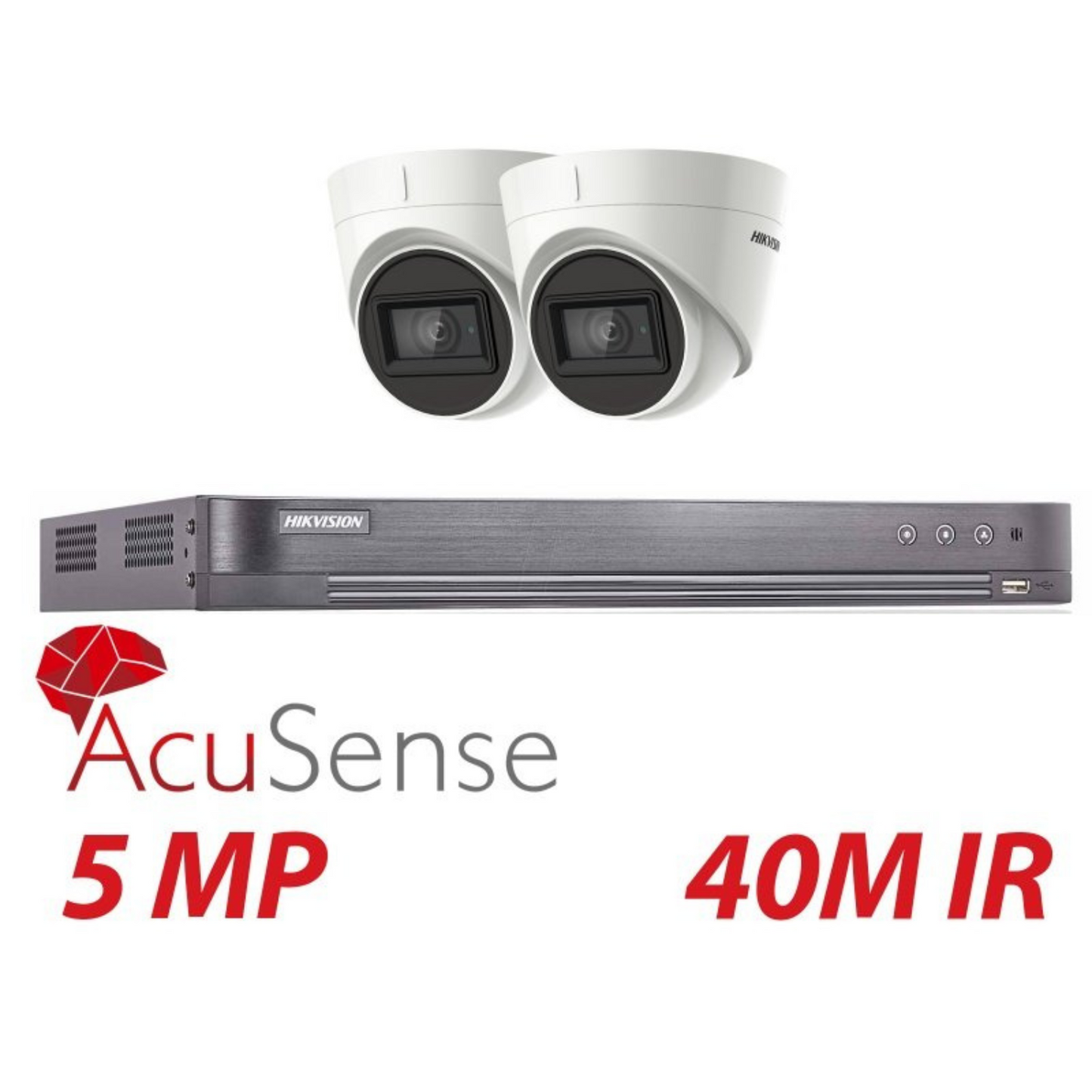 5mp 4ch Hikvision 2x System 4k Turbo DVR Acusense Camera Kit