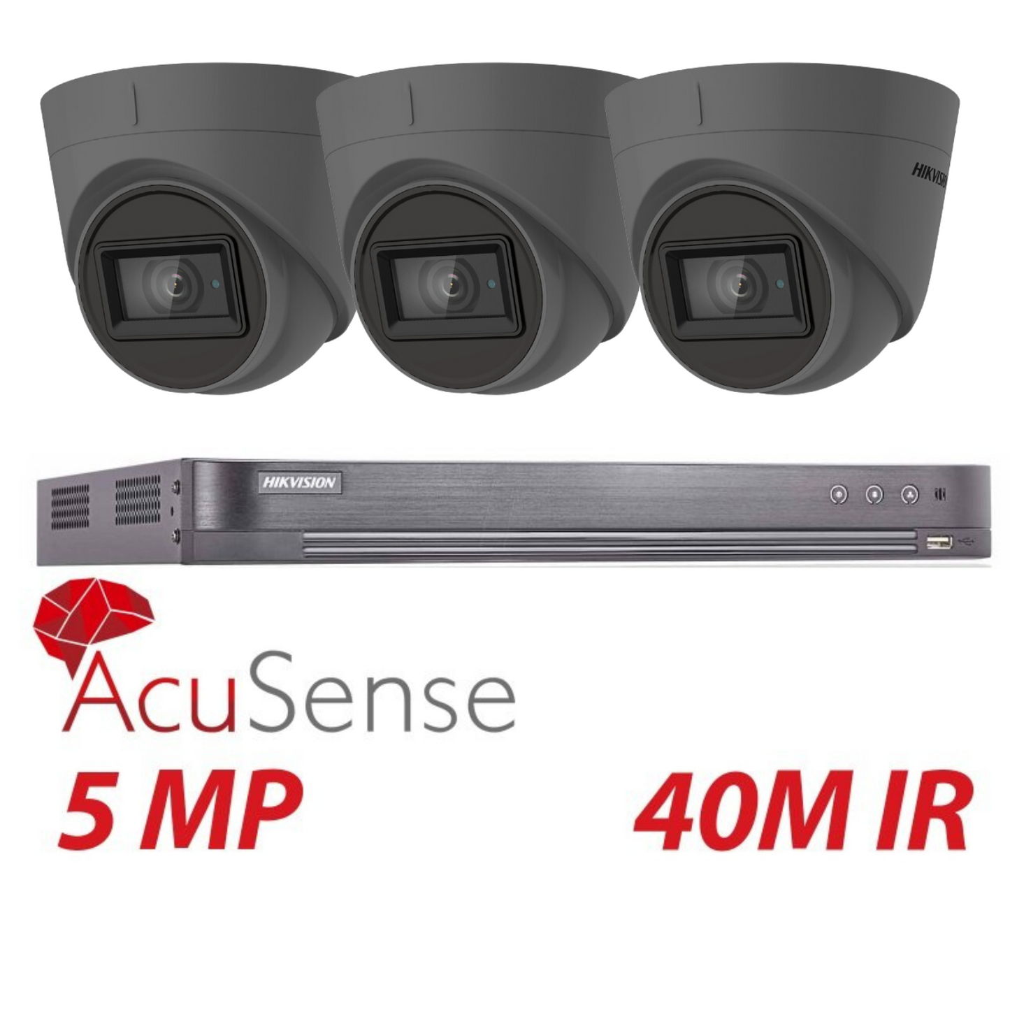 5mp 4ch Hikvision 3x System 4k Turbo DVR Acusense Camera Kit