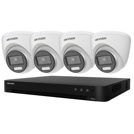 5mp 4ch Hikvision ColorVu System 4x 24hr Colour POC DVR Camera Kit