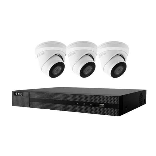 5mp 4ch Hikvision Hilook IP Poe CCTV System NVR 3x Camera Kit - Built in Microphones