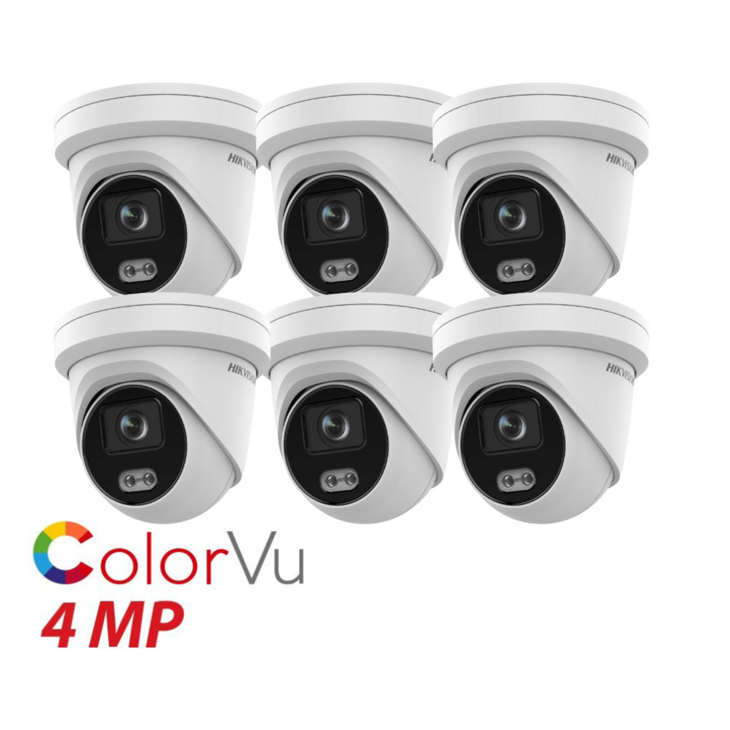 6 x 4mp Hikvision 2.8mm Colorvu Fixed Turret IP Network Camera Built-in Mic DS-2CD3347G2-LSU-2.8mm-C