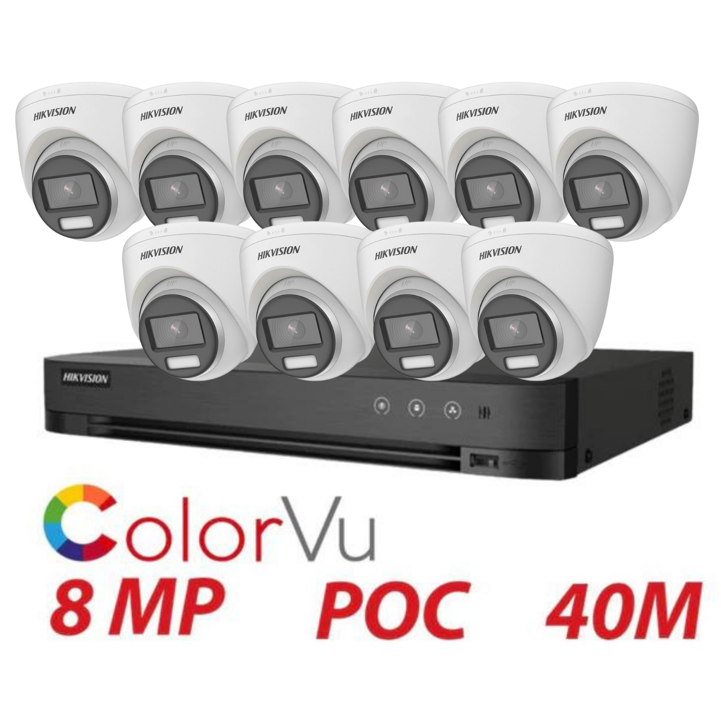 8MP 16CH Hikvision ColorVu System 10X 24HR Color POC DVR Camera Kit