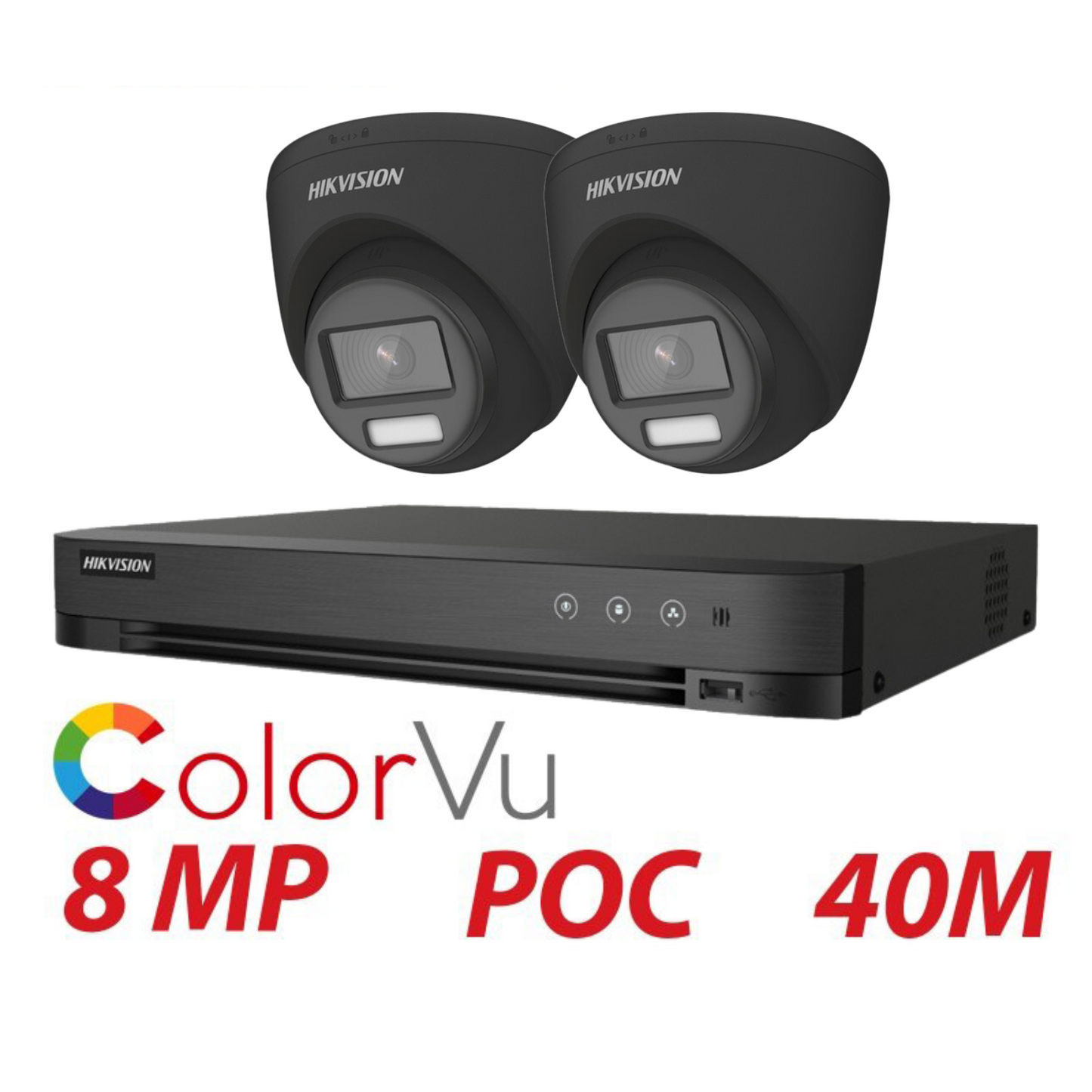 8MP 4K Hikvision ColorVu Cctv Kit 2X 24 Hour FULL Colour POC DVR Camera Kit