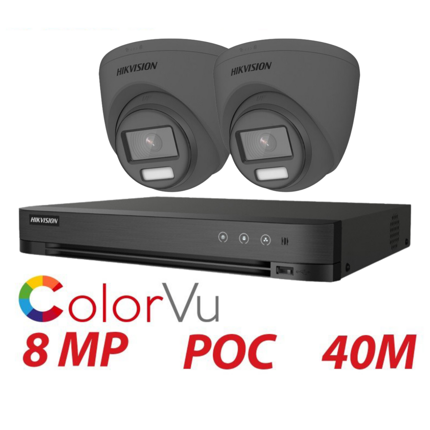 8MP 4K Hikvision ColorVu Cctv Kit 2X 24 Hour FULL Colour POC DVR Camera Kit