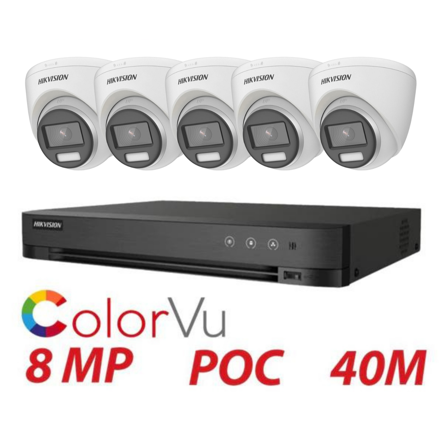 8MP 8CH Hikvision ColorVu System 5X 24HR Color POC DVR Camera Kit