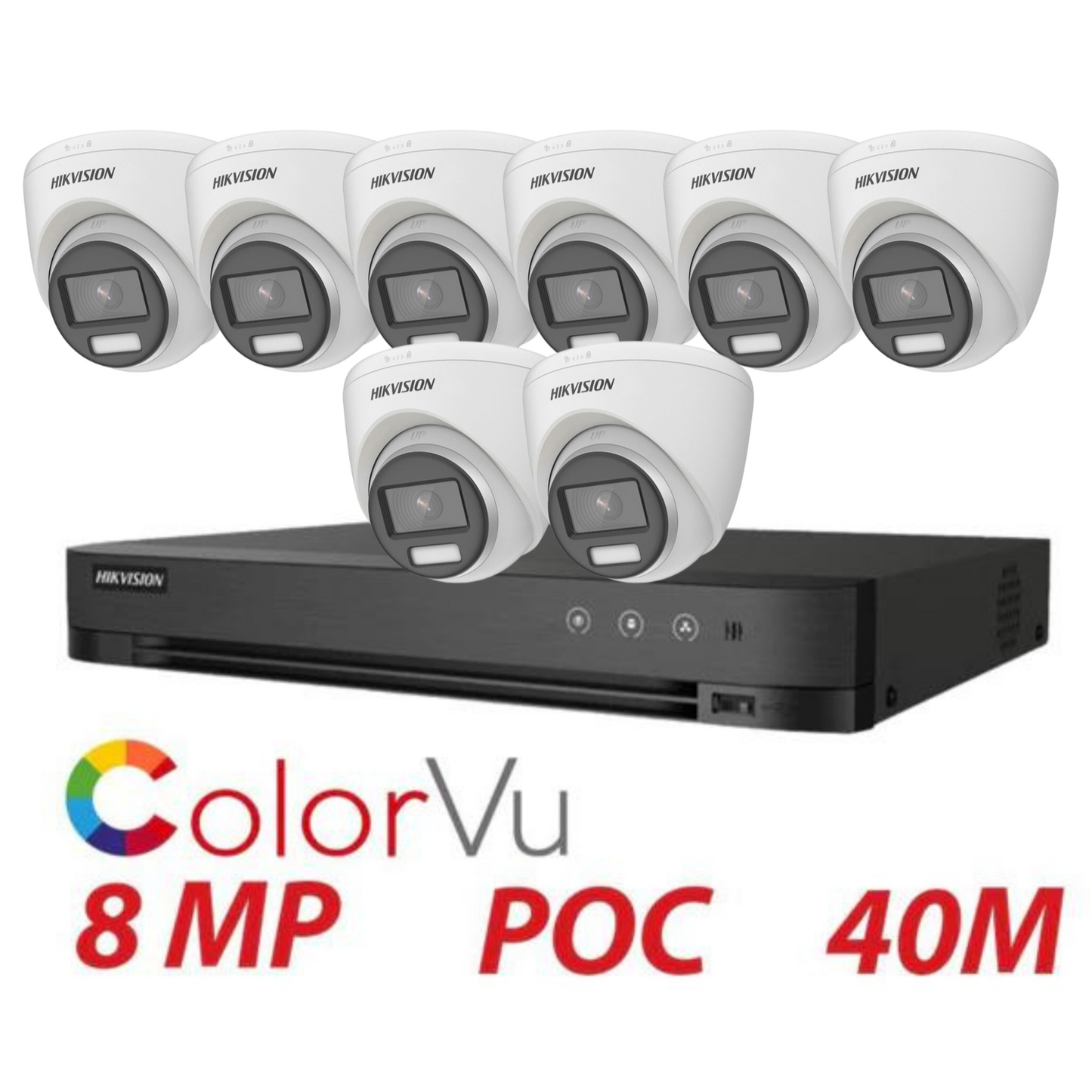 8MP 8CH Hikvision ColorVu System 8X 24HR Color POC DVR Camera Kit