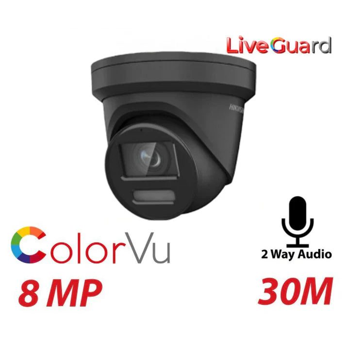 8MP Hikvision Live Guard Colorvu IP POE 2-Way Audio Built-In Microphone Acusense DS-2CD2387G2-LSU-SL