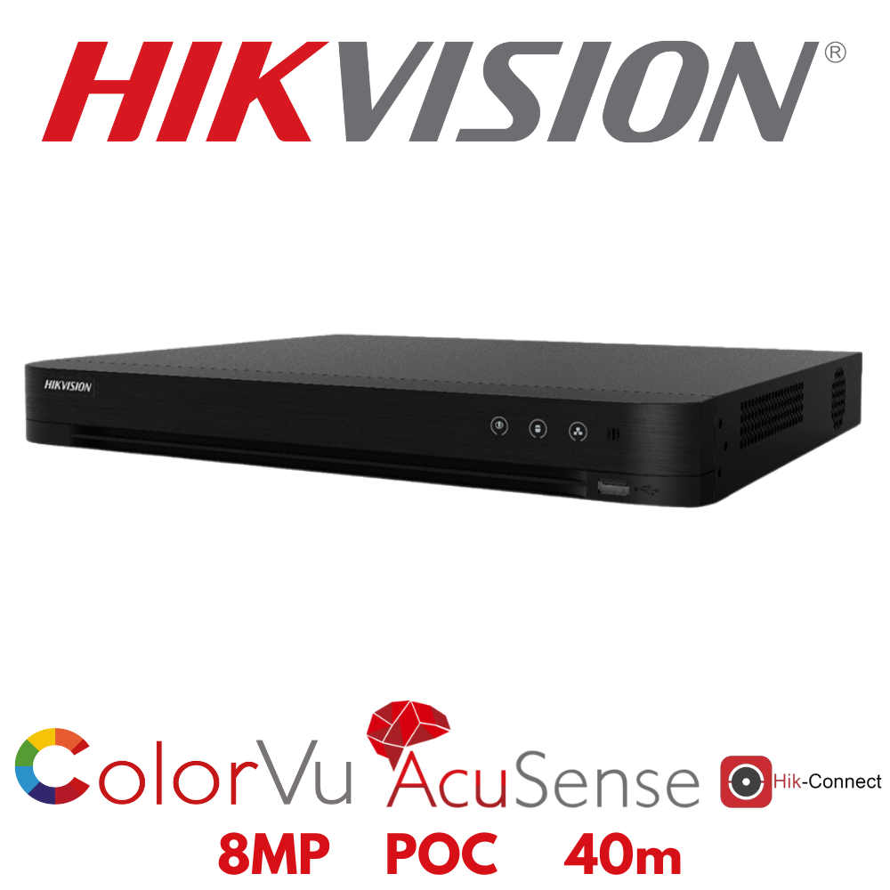 5mp 4ch Hikvision ColorVu System 2x 24hr Colour POC DVR Camera Kit