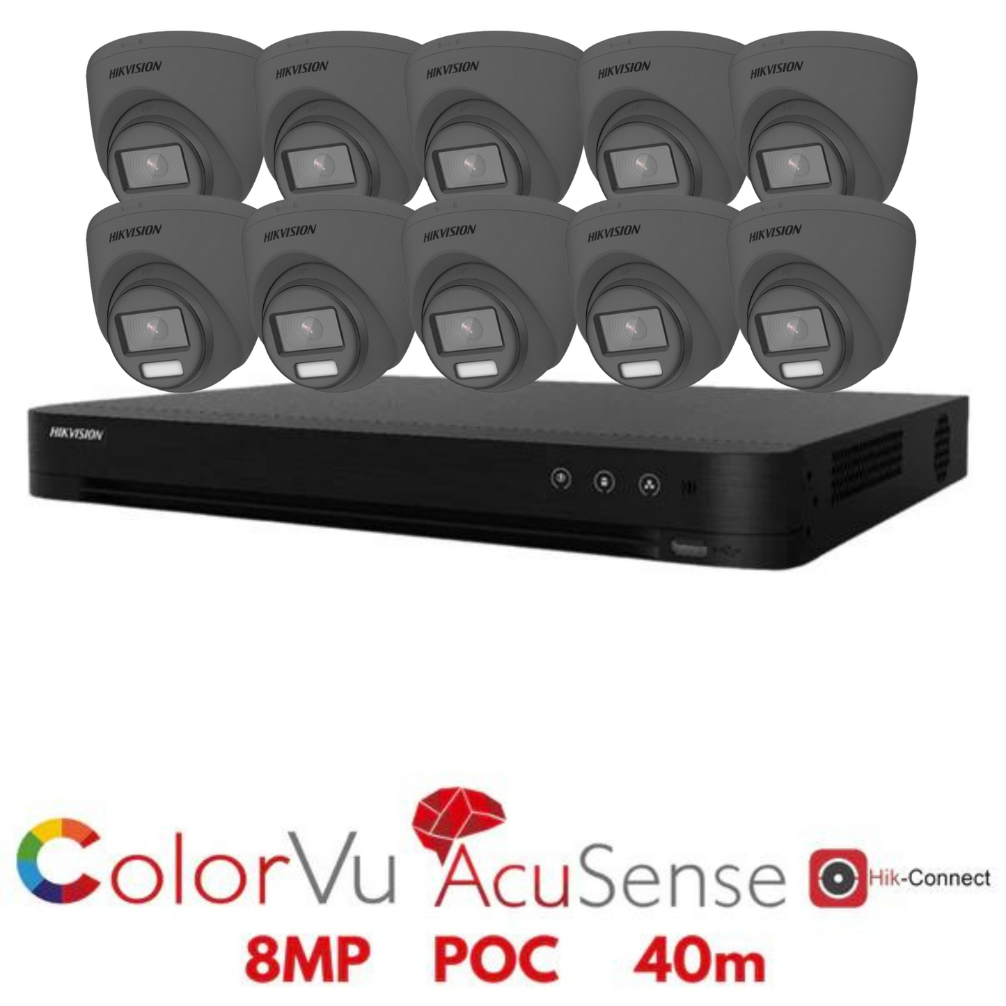 8MP 16CH Hikvision ColorVu System 10X 24HR Color POC DVR Camera Kit