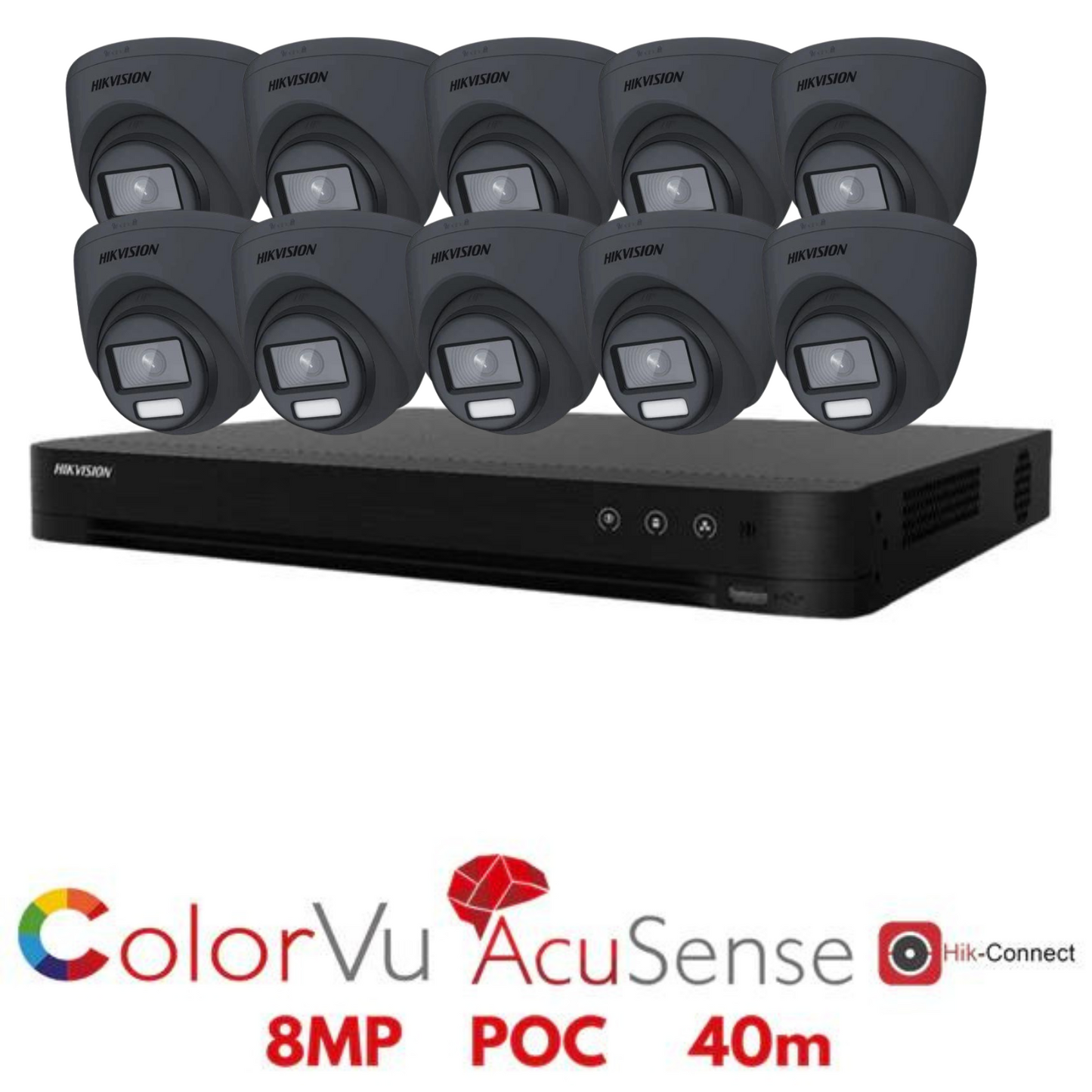 8MP 16CH Hikvision ColorVu System 10X 24HR Color POC DVR Camera Kit