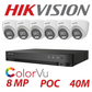 8MP 8CH Hikvision ColorVu System 6X 24HR Color POC DVR Camera Kit