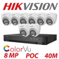 8MP 8CH Hikvision ColorVu System 8X 24HR Color POC DVR Camera Kit