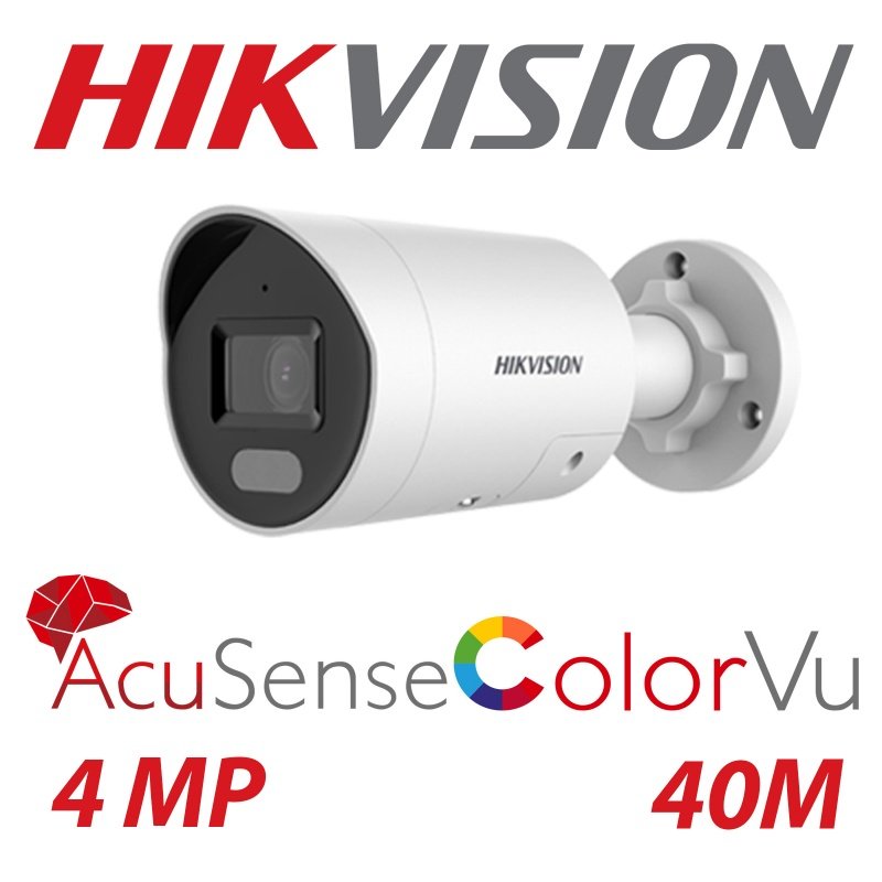 4mp Hikvision IP Poe Mini Bullet Smart Hybrid Light with ColorVu Network Camera Ds-2cd2047g2h-liu(ef)