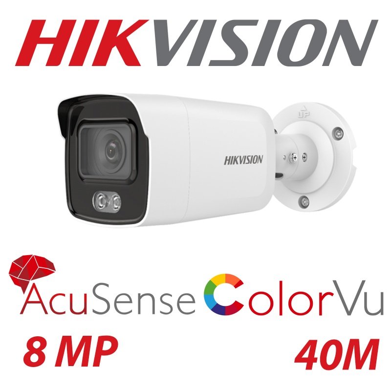 8MP Hikvision AcuSense Fixed Lens Color Bullet Camera with Built-in Mic DS-2CD2087G2-LU-2.8MM