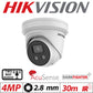 4mp Hikvision Darkfighter Acusense Fixed Turret IP Network Camera Strobe Light with 2-Way Audio 2.8mm White DS-2CD2346G2-ISU-SL