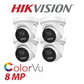 4 x 8MP Hikvision 2.8mm Smart Hybrid ColorVu AcuSense Fixed Turret IP Network Camera Built-in Mic DS-2CD2387G2H-LIU(2.8MM)(EF)