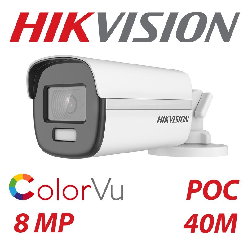 8mp 4k Colorvu POC 2.8mm 40m IR Fixed Bullet Camera DS-2CE12UF3T-E