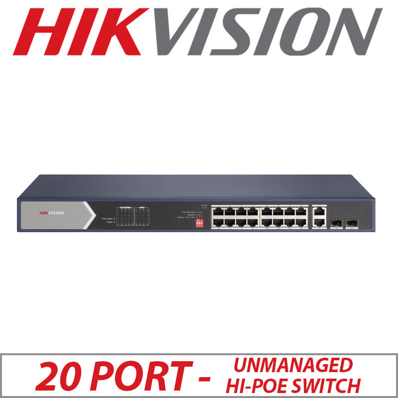 20 Port Hikvision Gigabit Unmanaged Hi-Poe Switch - Ds-3e0520hp-e