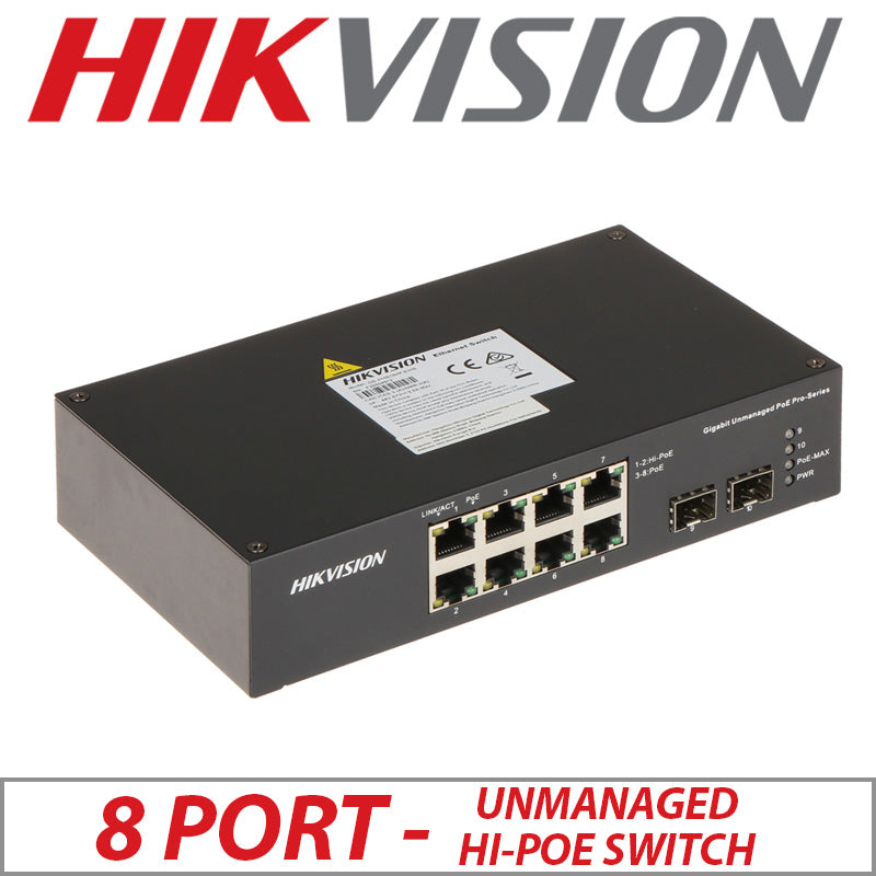 8 port Hikvision Gigabit Unmanaged Hi-PoE Switch up to 300m DS-3T0510HP-E/HS