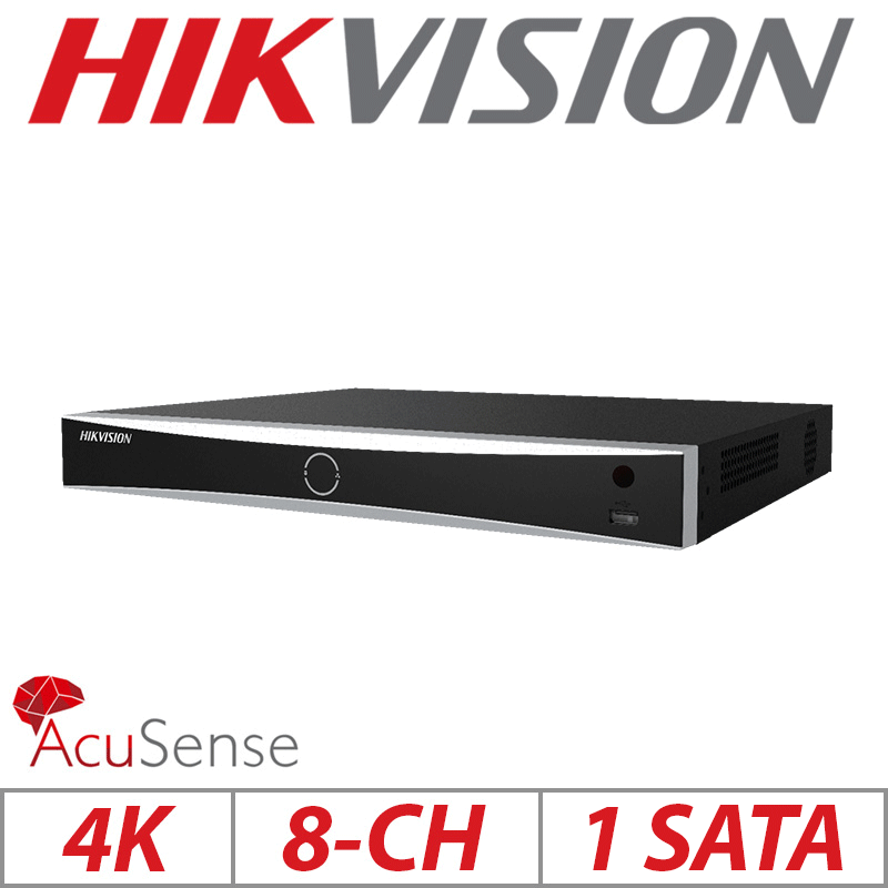 4k 8ch Hikvision Nvr - 1u 8 Poe Acusense - DS-7608nxi-k1-8p