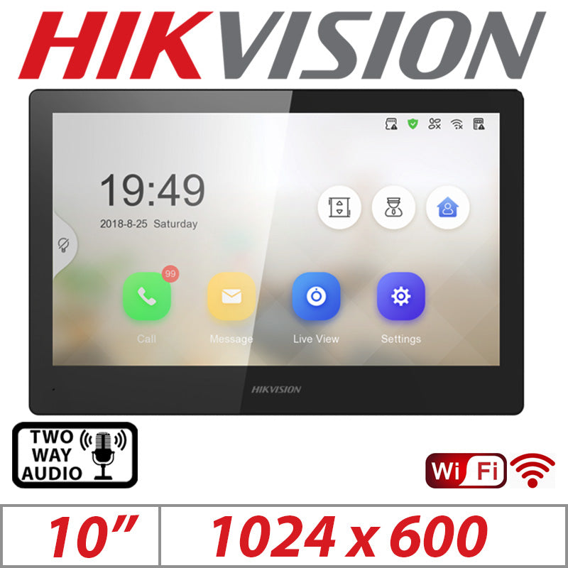 Hikvision 10 inch touch screen indoor video intercom station ds-kh8520-wte1