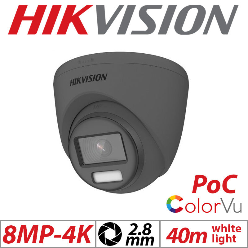 8MP 4K Hikvision ColorVu Cctv Kit 2X 24 Hour FULL Colour POC DVR Camera Kit