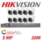 Hikvision CCTV kit, 10 x 5mp Colorvu Acusense cameras, 1 x 16 Channel DVR