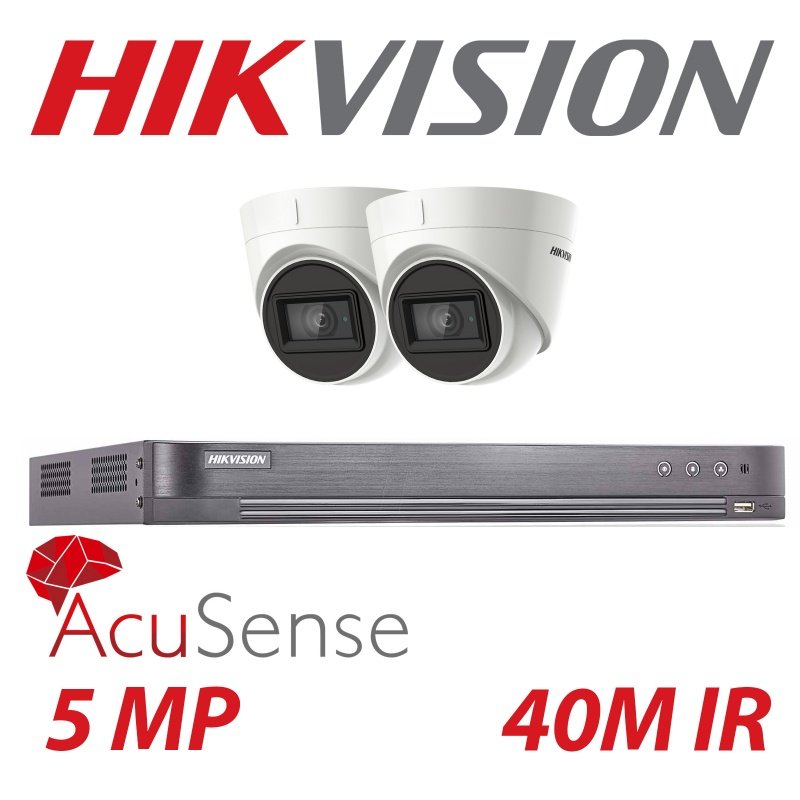 5mp 4ch Hikvision 2x System 4k Turbo DVR Acusense Camera Kit