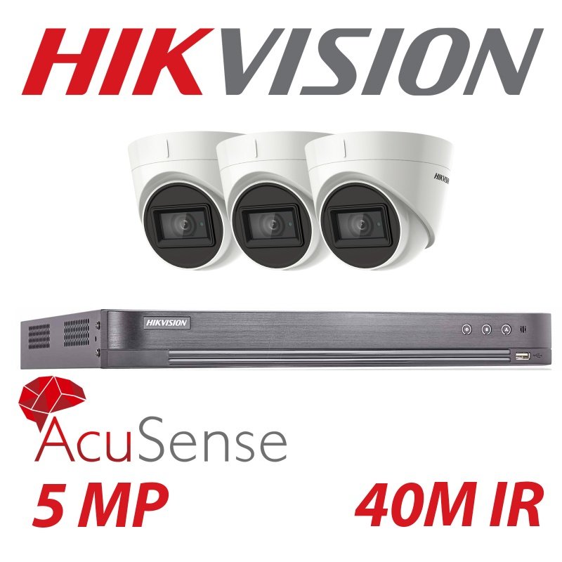 5mp 4ch Hikvision 3x System 4k Turbo DVR Acusense Camera Kit