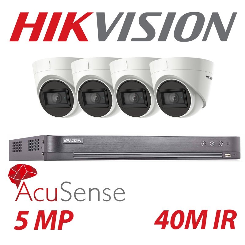 5mp 4ch Hikvision 4x System 4k Turbo DVR Acusense Camera Kit