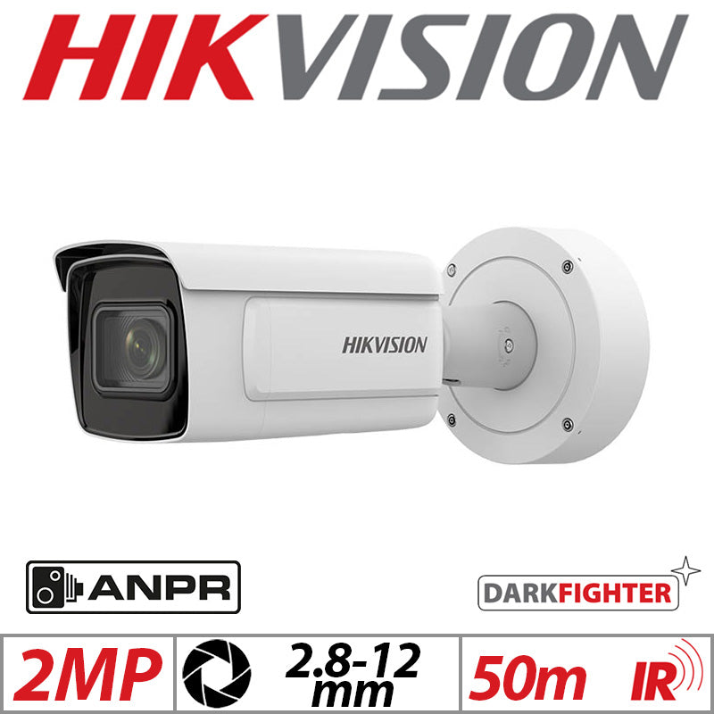 2mp Hikvision ANPR Capture Darkfighter Vandal Resistant Bullet Camera with Motorized Varifocal Lens 2.8-12mm White IDS-2CD7A26G0-P-IZHSY