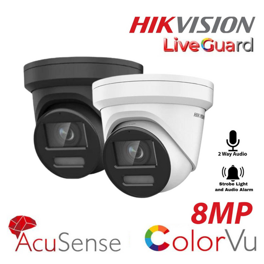 8MP Hikvision Live Guard Colorvu IP POE 2-Way Audio Built-In Microphone Acusense DS-2CD2387G2-LSU-SL