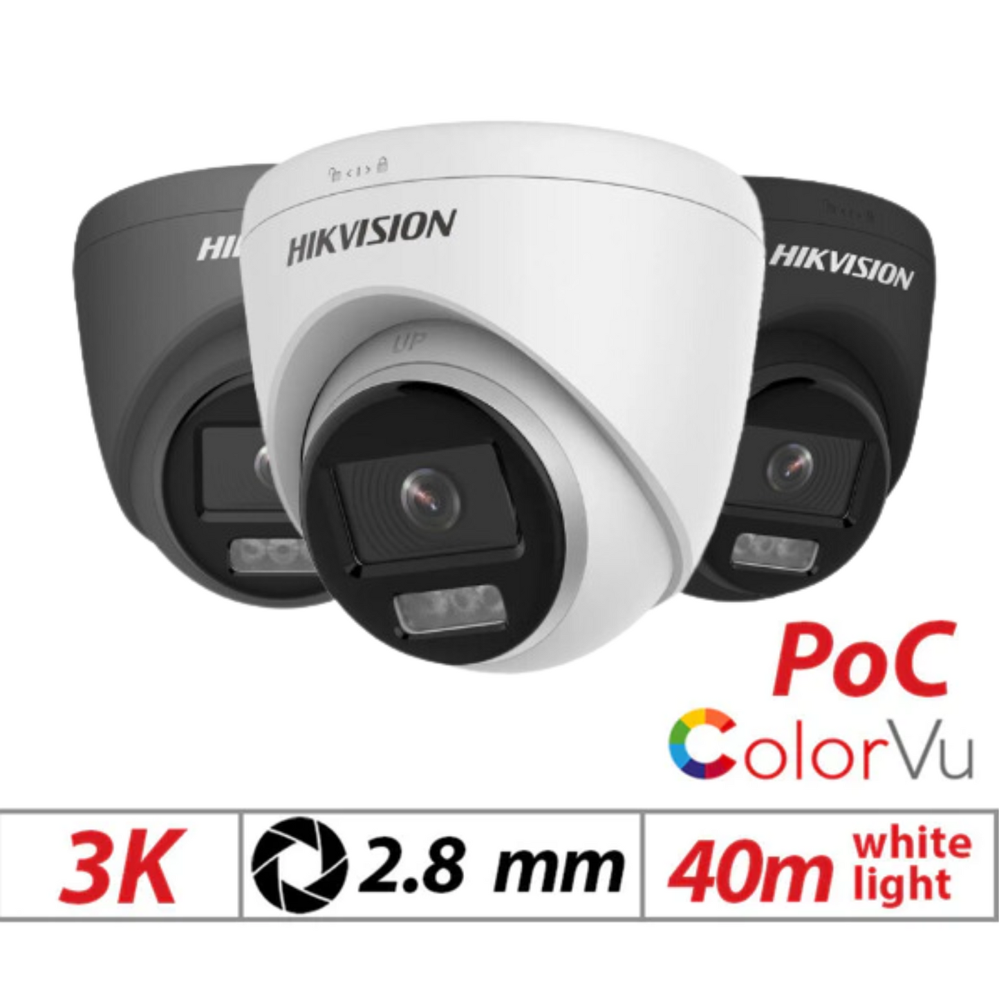 5mp 3K Hikvision Smart Hybrid Colorvu Turret POC - 2.8mm DS-2CE72KF3T-LE