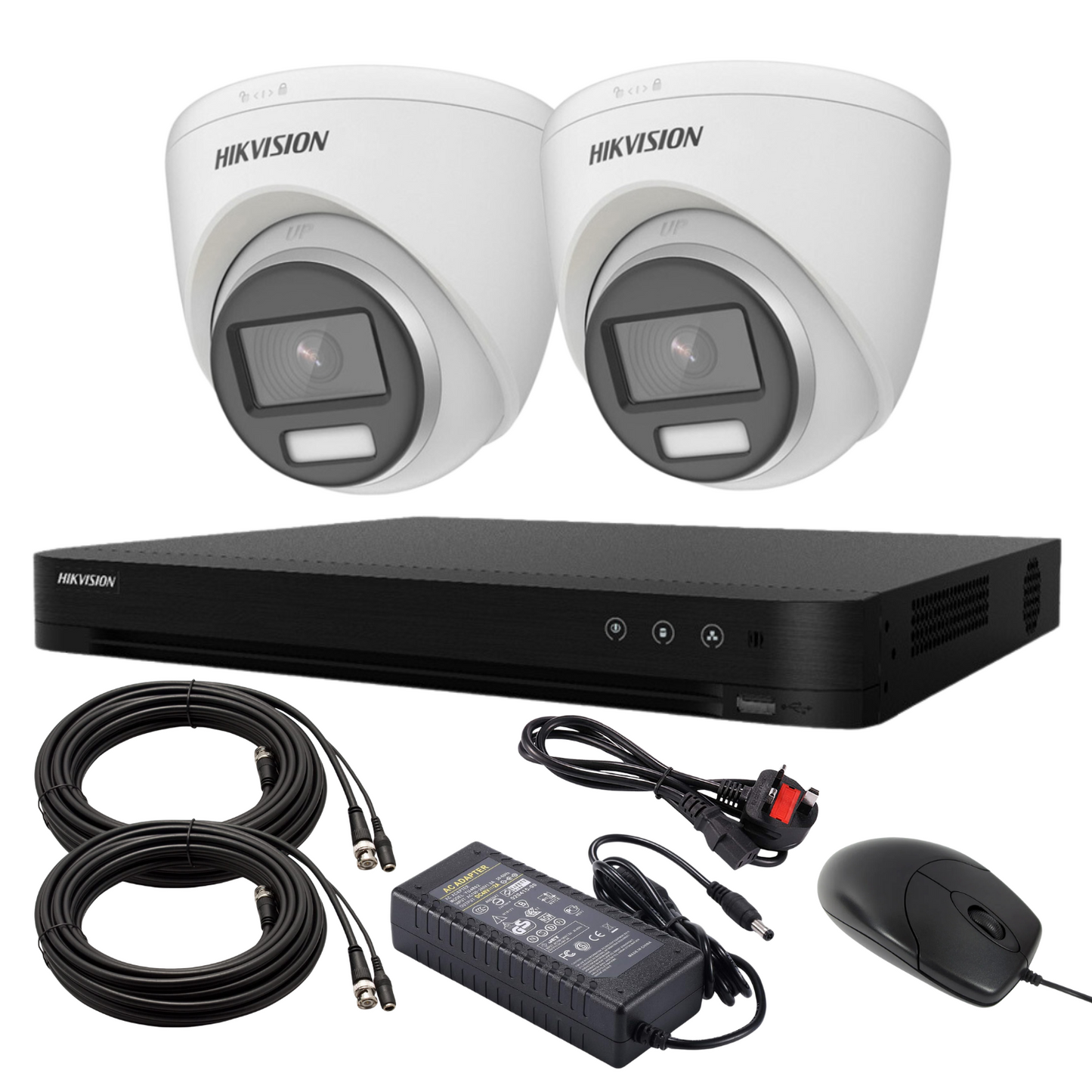 5mp 4ch Hikvision ColorVu System 2x 24hr Colour POC DVR Camera Kit