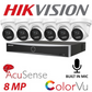 Hikvision CCTV kit, 6 x 8mp Smart Hybrid Colorvu Acusense IP POE and Audio cameras, 1 x 8 Channel POE NVR