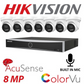 Hikvision CCTV kit, 7 x 8mp Smart Hybrid Colorvu Acusense IP POE and Audio cameras, 1 x 8 Channel POE NVR