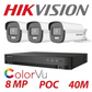 8MP 4CH Hikvision ColorVu System 3X 24HR Color POC DVR Bullet Camera Kit