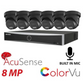 Hikvision CCTV kit, 6 x 8mp Smart Hybrid Colorvu Acusense IP POE and Audio cameras, 1 x 8 Channel POE NVR